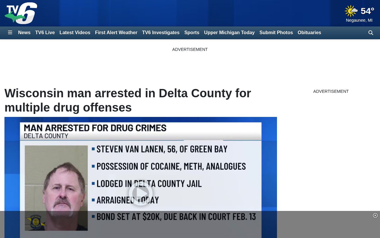 WLUC Delta County arrest news report and court follow-up